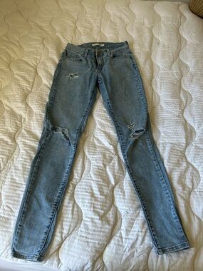 Levi's Light Blue Distressed Skinny Jeans